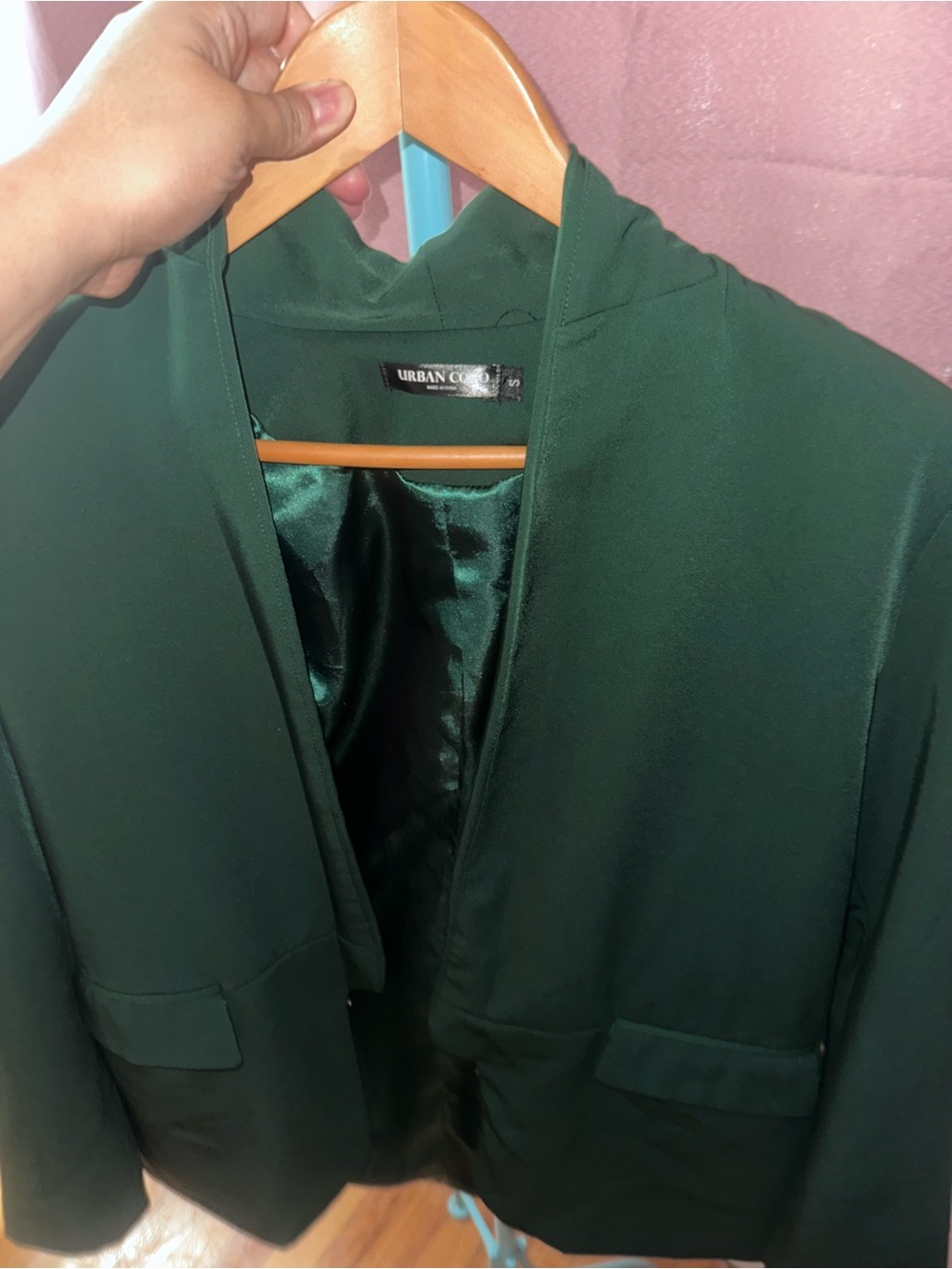 Urban Co. Women's Forest Green Open-Front Blazer